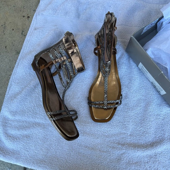 New BCBGMaxazria Hint Metallic Gladiator Sandals - Picture 9 of 13